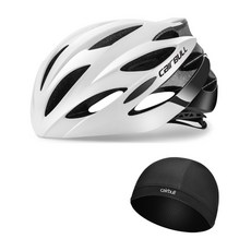 CAIRBULL 인몰드 아시안핏 경량 자전거헬멧 + 메쉬 스컬캡, 화이트+블랙