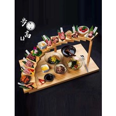 호텔 예술적 요리 계단식 스시 접시 일본식 레스토랑 식기 나무 디스플레이, 5단 24x22.5x11, 1개