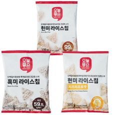 오늘좋은 라이스칩 국내산 현미+흑미+치즈리조또맛 Set 각 100g 건강한 간식 과자, 3개, 300g