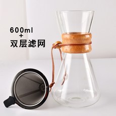 커피포트 드립커피 주전자 미국식 드립 세트포장 내열 유리주전기 두꺼운 일체형 주전자대 용량 여과지, T05-600ml+필터