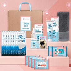 [소확행몰] 헬케어 프리미엄 선물세트 7호 (KF94 마스크 항균타올 손소독제 손소독티슈 마스크스트랩 소독설 명절 선물 부모님 건강한 먹기좋은 간편한 생활 필수품 음식 식품 차 음료 생수 가족 식품 주방 일회용 식생활, 헬케어스티커