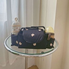 자수 유모차 가방 스타일 토끼 곰 유모차 정리함 대용량 액세서리, 1개