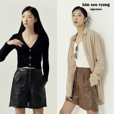 [런칭가 199 900원] 23SS 최신상 김서룡 CLASSIC 레더 쇼츠 팬츠(여)