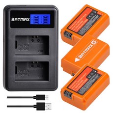호환 카메라 배터리 Batmax NP-FW50 NPFW50 및 LCD 듀얼 충전기소니 알파 a6500 a6400 a6300 a7 7R a7R II a7II NEX-3 ZV-e102
