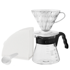 하리오 V60 커피 입문 핸드드립 세트, 계량스푼+여과지+드리퍼+서버, 600ml, 1개