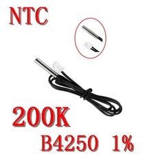 방수 NTC 온도 센서 200K B4250 1 정확도 thermistor200K 4250 네거티브 컨트롤러 NTC200K, 30CM, 1개, 4. 30CM