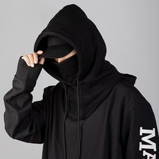 겨울 방한 후드 넥워머(마스크탈부착) 부드러운내피 남성 여성 바라클라바 골프 스키 보드 자전거 버프, 블랙