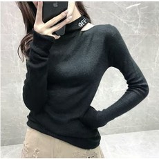 블랙스웩 겨울 슬림 섹시 오프숄더 어깨트임 캐시미어 라운드긴팔 상의 여성 트렌드