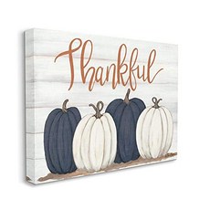 Autumn Farm Pumpkin Harvest with Thankful Phrase Wall Art 36 x 48 Off-White (36x48 Off-white), 36x48, Off-white