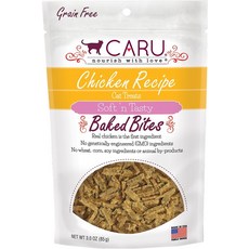 Caru Soft n Tasty Baked Bites 치킨 레시피 그레인 프리 고양이 간식 3온스 백