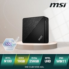 MSI Cubi N100 ADL 고성능 초소형 미니 PC 컴퓨터 윈도우11, RAM 16GB/SSD 256G/Win11