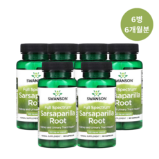 피부 건선 가려움증 홍반 천식 부비동염 에 좋은 Full Spectrum 사르사 파릴라 뿌리 450mg 60정 6병