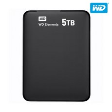 WD NEW Elements Portable Gen2 외장하드 5TB, 리얼 블랙