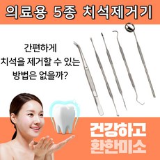 건강윤선생 의료용 휴대용 집에서 치과 기구 치경 덴탈 픽 프로브 스케일러 스켈링 잇몸 건강 관리 케어 구강 치간 이빨 치아 스케일링 셀프 치석 제거기, 1세트, 5개입, 10mm - 강아지치석제거기