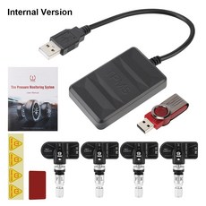 USB TPMS 안드로이드 TPMS 예비 타이어 내부 외부 센서 타이어 압력 모니터링 시스템 자동차 라디오 DVD 플레이어 타이어 압력 센서, 1개