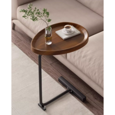 소형 이동 브라운 침대 쇼파 간이 우드 사이드 테이블 협탁 테이블 소파 테이블, 우드+블랙