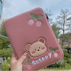 체리베어 아아패드파우치 세컨드모닝 세컨드모닝파우치 위글위글아이패드파우치, 핑크