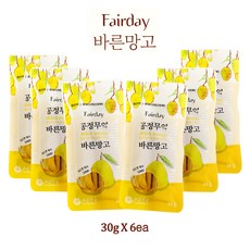 PnC_바른망고 30gX6개 Fairday 공정무역 유기농 망고100% 건망고 무설탕 무색소 무방부제 망고한개가그대로 등산 캠핑 필수아이템, 30g, 6개