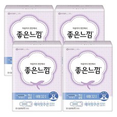 좋은느낌 에어핏쿠션 맥시슬림 대형 32P 날개형 생리대, 4개