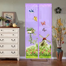 모기 방지 스크린 암호화 모스키토 그물 커튼 천 문짝 커튼 스크린 Mostiquaire Gate, 90x210cm, Purple B