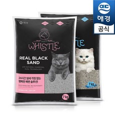 애경 [휘슬whistle]고양이모래 리얼 블랙/블루 샌드 7kg 2개(리필), 리얼 블랙 샌드 7kg 2개(리필), 2개