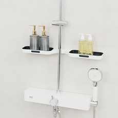 셀리빙 코너 다기능 180도 회전 부착식 2단 물빠짐 선반, 화이트, 1개