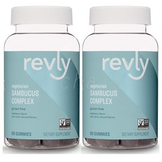 아마존 리블리 엘더베리 삼부커스 젤리 300mg 60구미 2팩 Revly Elderberry Sambucus Gummies, 1개, 1