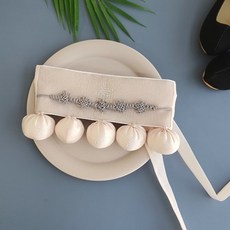 (한복소품) 은사수 고급 매듭띠 돌띠 연회색