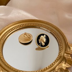 빈티지 홍콩풍 귀걸이 여학생 기질 금색 경사 고급감 무귀 귀걸이 소중 독특한 귀장식