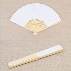 접는 손부채1개 민무늬 흰색 휴대용 대나무살 붓체 접이식 판소리 팬 브체, 기본