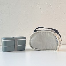 로우맨션 미니 도시락통 가방, 타원형, 올리브, 1세트
