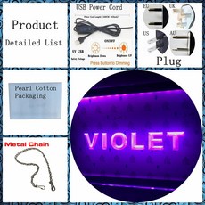 왁싱 페이셜 네일 미용실 LED 네온 조각 벽 아트 집 방 침실 사무실 농가 장식, 30x20cm, Violet and Plug