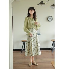 여름롱스커트 A라인 플라워 프렌치 플리츠 봄여름