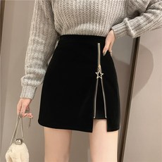 명품 검정치마 여성 겨울 가을 계절 홍콩무드 디자인 감각 개성 집업