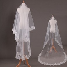 [해외] VOILE MARIAGE 5 M 한 레이어 레이스 가장자리 화이트 보리 성당 웨딩 베일 롱 브라 베일 한 웨딩 액세서리 VEU DE NOIVA