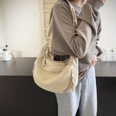 반달 크로스백 23x25x4cm 가방코디 남성캔버스가방 미니 쇼퍼백 패션가방, 아이보리