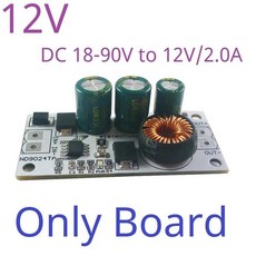DC DC 컨버터 고전압 벅 레귤레이터 모듈 Lion Lipo LiFePO4 납산 2 5A DC 10 90V ~ 5V 12V 24V, Out 12V No terminal, 1개