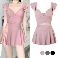 베레본 A라인셔링 원피스수영복 (일체형속바지) FREE(55~77) 65kg까지 착용가능 핑크