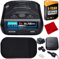 Uniden R3 익스트림 장거리 레이더 레이저 감지기 GPS 360도 DSP 슬립 프리 카 매트가 포함된 음성 경보 번들 1 YR CPS 강화 보호 팩 및 데코 기어 극세사, 1개