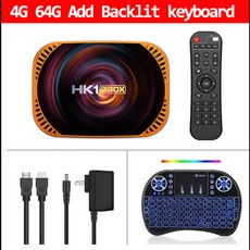 HK1 RBOX 스마트 TV 듀얼 와이파이 미디어 플레이어 셋톱 안드로이드 11 Amlogic S905X4 1000M 4K 8K 4G 32G 64G 128G AV1 2.4G 5, [01] 미국 플러그, [08] 4G 64G Add keyboard, 1개 - av-m4플레이어