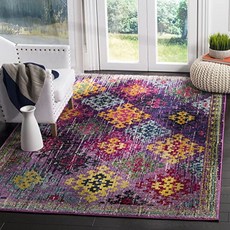 Monaco Collection MNC244P Modern Bohemian Diamond Purple and Multi Are (67" x 92" Purple／Multi), 67" x 92", Purple／Multi, 67" x 92", Purple／Multi