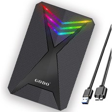 GODO 2.5인치 듀얼 베이 RAID 하드 드라이브 인클로저 USB3.0~2.5인치 SATA I/II/III HDD SSD 외장 UASP 트림 및 최대 16TB 지원 RAID, RGB 2.5" SATA Enclosure 미국직구