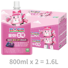 파스퇴르 유아용 응아쏘옥 주스 10p, 포도+푸른 혼합맛, 1.6L, 1세트