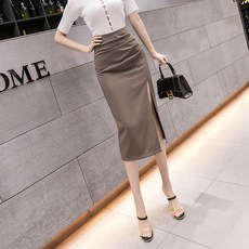 해외직구 여성스커트 H라인 앞트임 롱스커트Q6514