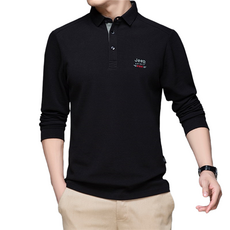 jeep티셔츠 스피릿 남성 긴팔티 스트라이트 카라 폴 셔츠 남성 캐주얼 느슨한 긴팔 순면 셔츠 빅상즈 브랜드 정품9019 블랙