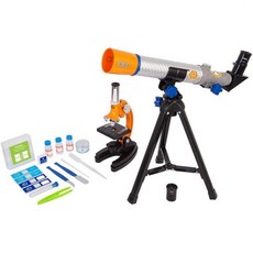 미국 프리미엄 천체 망원경 달 별 관측 Refractor Telescope 디스커버리 및 현미경 콤보 세트 44-4101