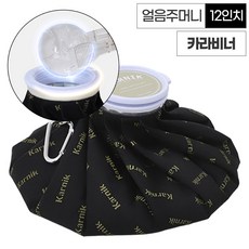 쿨링 얼음주머니 고리형 방수 코팅 등산 골프 스포츠 냉찜질주머니, 블랙골드, 얼음주머니(카라비너형), 27cm(12인치), 1개