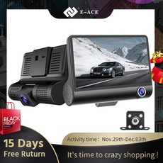 Dropshipping E ACE B28 자동차 DVR 4 인치 대시 카메라 3 카메라 렌즈 Rearview 카메라 비디오 레코더 자동 등록자 Dashcam|DVR/Dash 카, 1개, B28-6M RCC-BL, 러시아