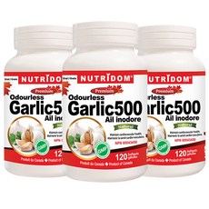 뉴트리돔 갈릭500 Garlic 마늘 영양제 100배농축 120캡슐 3병 캐나다 직배송, 120정, 3개