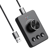 USB 볼륨 컨트롤러 경량 설치하기 쉬운 볼륨 조절기 다기능 예비 부품 회전 노브, 검은색